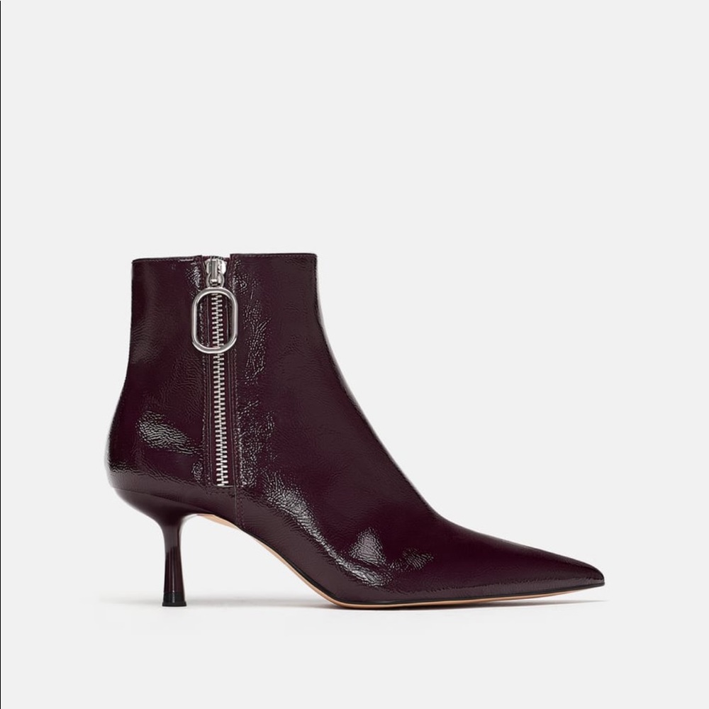 ZARA PATENT FINISH ANKLE BOOTS